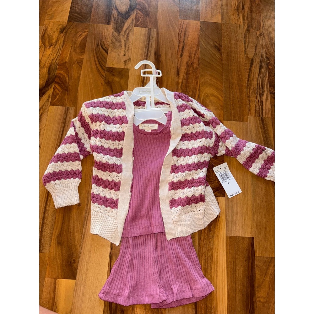 Jessica Simpson‎ 3pc Outfit Set Toddler 2T Mauve NEW Cardigan Top Flared Pants